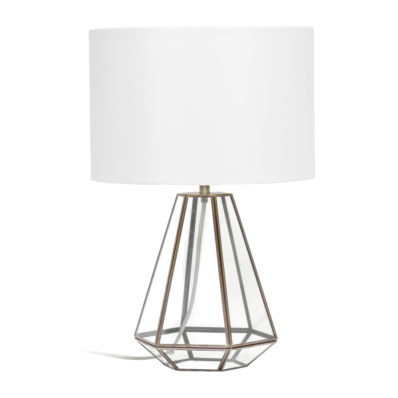 Lalia Home 18&#x22; Transparent Triagonal Brass Table Lamp